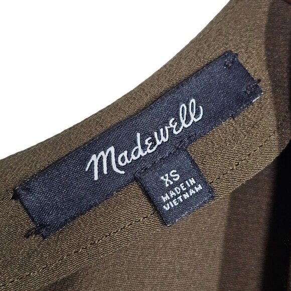 Madewell Button-Back Easy V-Neck Short Sleeves Dress Pockets Brown Women Size XS - Picture 5 of 16